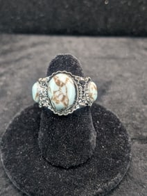 Beautiful Three Stoned Turquoise Ring, Size 6, New