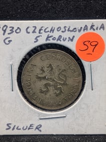 1930-G Czechoslovakia 5-Korun - Silver