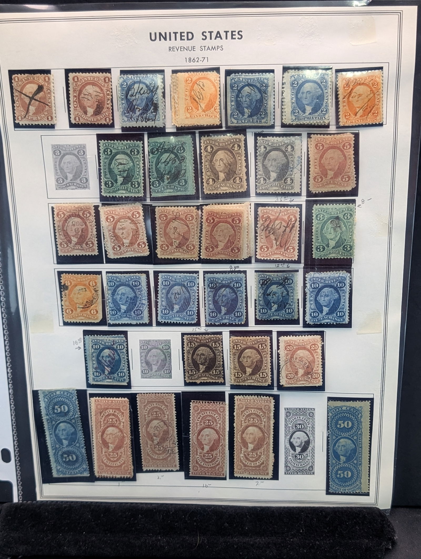 1862-71 US Revenue Stamps Some Mint Unused (1 of 2)
