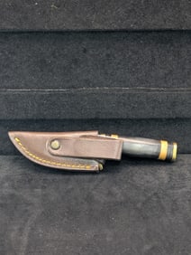 6" Hand Crafted Damascus Knife w/ Leather Sheath