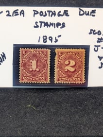1895 One and Two Cent Postage Due Rare Scott J-39 & 39 MOGNH