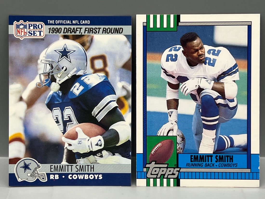 1990 Pro Set Emmitt Smith RC #685 & Topps Traded RC #27T (1 of 2)