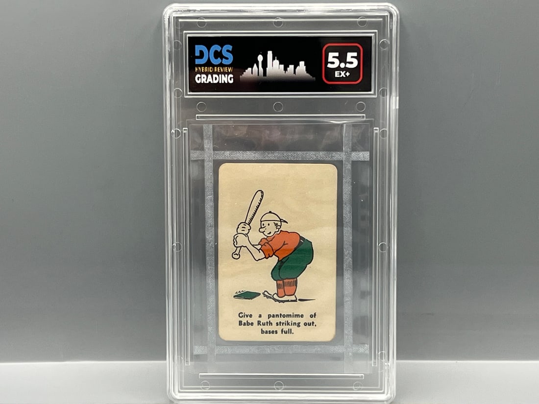 1935 Whitman Party Stunts Babe Ruth Game Card - Slabbed By Dallas Hybrid Review Grading (1 of 2)
