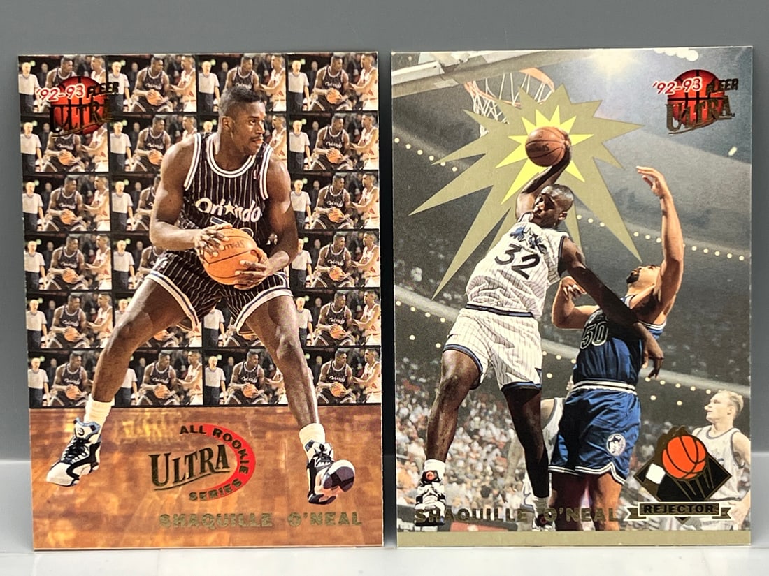 1992-93 Fleer Ultra Shaquille O'Neal All Rookie Insert #7 & Rejector RC Insert #4 (1 of 2)