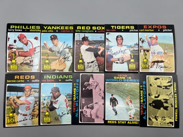 Lot of (10) 1971 Topps Baseball World Series & Rookie Cup Cards - Varying Conditions