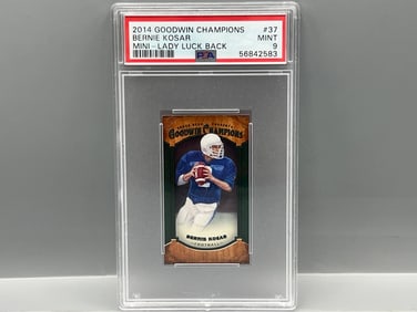 2014 Goodwin Champions Bernie Kosar Mini Lady Luck Back #37 PSA Mint 9