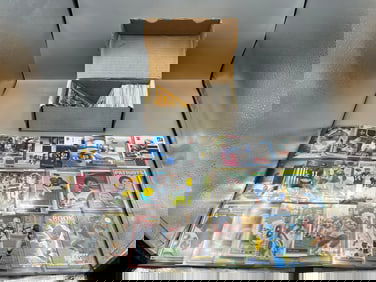 Box of Football Rookie Cards W/ Stars & Relic Cards - Varying Conditions