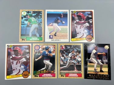 Lot of (7) 1980s & 90s Baseball Cards W/ Rookies - Mark McGwire, Dave Justice, Julio Franco,