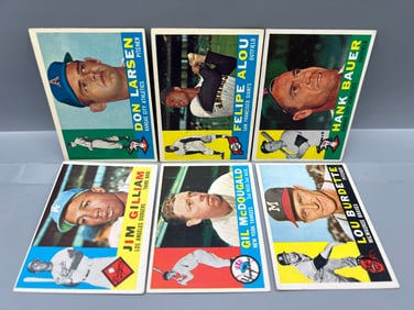 Lot of (6) 1960 Topps Baseball Star Player Cards - Varying Conditions
