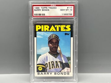 1986 Topps Traded Barry Bonds RC #11T PSA Gem Mint 10