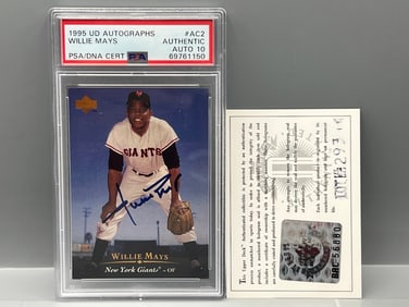 1995 Upper Deck Autographs Willie Mays Pack Pulled Auto #AC2 PSA Authentic W/ 10 Auto Grade - Also