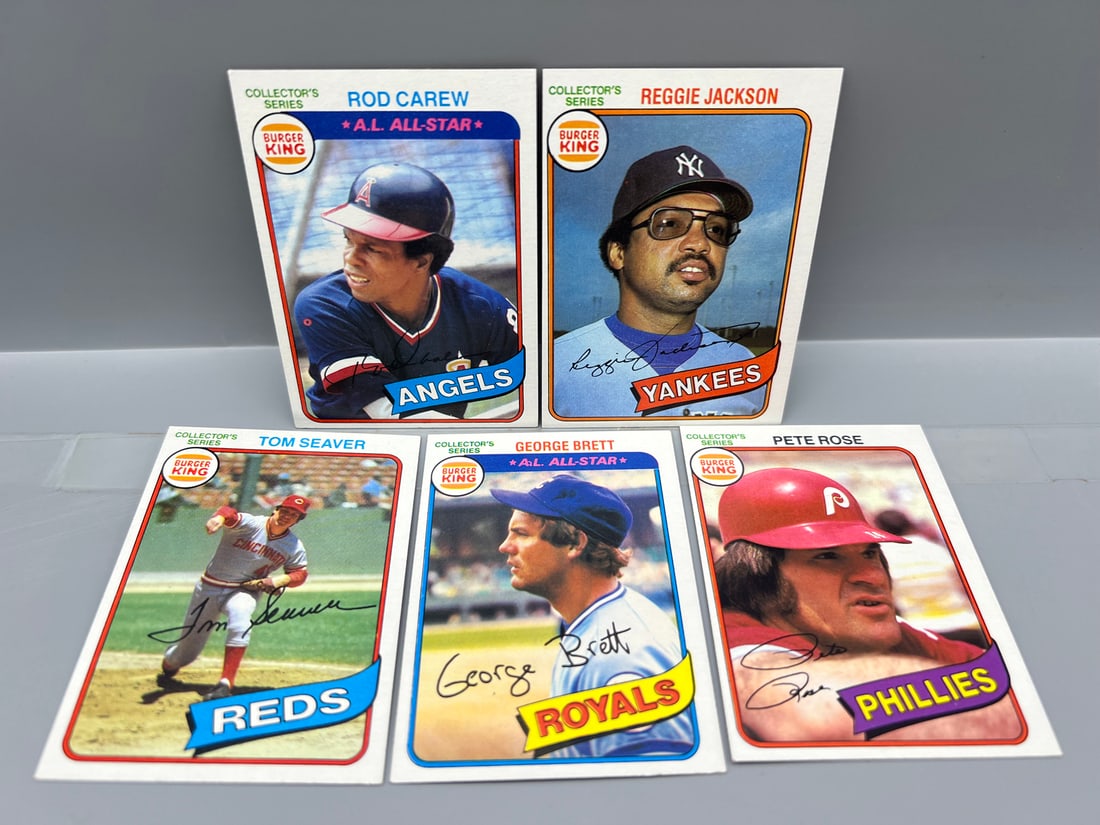 Lot of (5) 1980 Topps Burger King Baseball Star Player Cards - Varying Conditions (1 of 2)