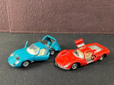Lot of 2 Vintage Die Cast Cars - Shuco Porsche Carrera #1044, Solido Lamborghini P400 Miura
