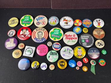 Lot of Misc Vintage Buttons - Richard Nixon, Mickey Mouse, Carl Barks, Grateful Dead