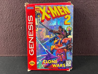 1995 Sega Genesis X-Men 2 Clone Wars Video Game in Original Box with Manual