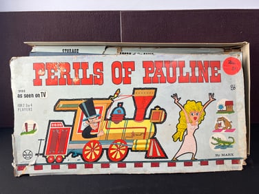 1963 Marx Perils of Pauline Board Game - Box is in poor condition - Unchecked for completeness