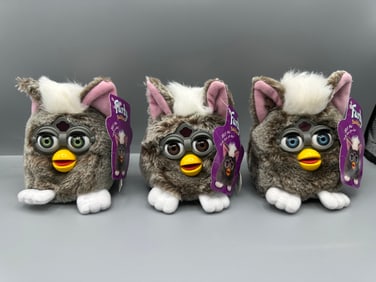 1999 Tiger Furby Buddies Lot of 3 With Tags - beanbag plush toys