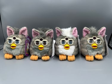 1999 Tiger Furby Buddies Lot of 4 With Tags - beanbag plush toys