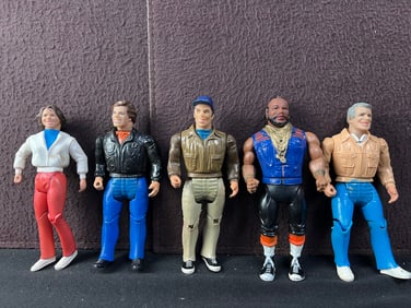 1984 Galoob A Team 6" Action Figures Lot of 5 - Hannibal, BA Baraccus, Murdock, Face, Amy