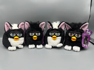 1999 Tiger Furby Buddies Lot of 4 With Tags - beanbag plush toys