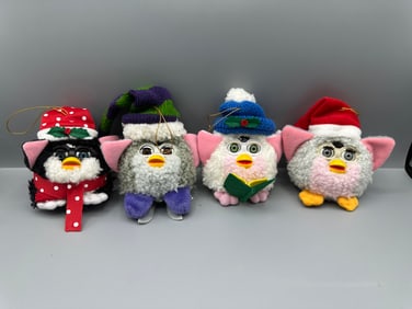 1999 Tiger Furby Plush Ornaments Complete Set of 4