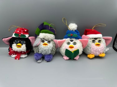 1999 Tiger Furby Plush Ornaments Complete Set of 4