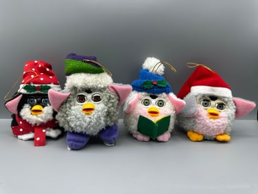 1999 Tiger Furby Plush Ornaments Complete Set of 4