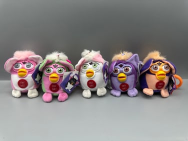 1999 Tiger Furby Talking Keychains with Tags Lot of 5 - All but one of them still talk