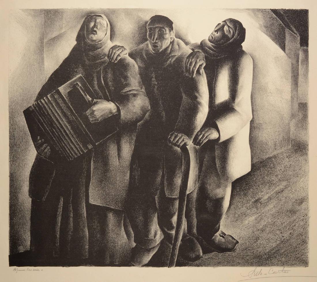 Antoine (Anto) Carte (1886-1954): BLIND MUSICIANS 1920`s - 1930`s Lithograph on handmade paper with watermark Arches, 477x550 mm (640x690 mm), signed lower right in pencil "Anto-Carte", marked lower left: "Epreuve hors serie". Descrip