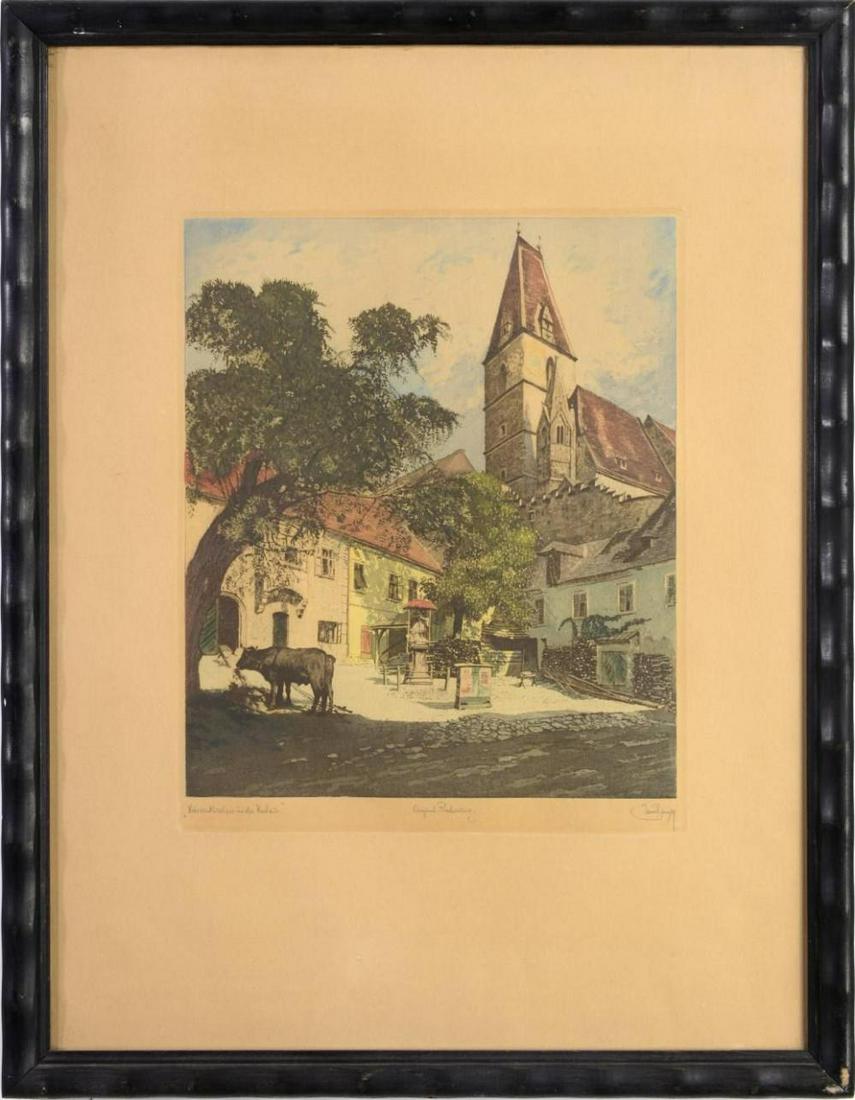 Emil Singer (1881-1942): WEIßENKIRCHEN IN DER WACHAU Barevný lept na papíře, 328x275 mm, zn. pod tiskem tužkou vlevo dole "Weißenkirchen in der Wachau" a uprostřed dole "Original-Radierung",