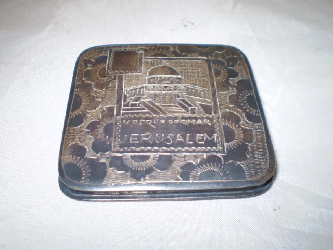 SILVER COMPACT WITH PICTURE OF THE MOSQUE OF OMAR: SILVER COMPACT WITH PICTURE OF THE MOSQUE OF OMAR JERUSALEM
