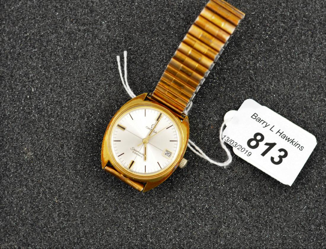 OMEGA SEA MASTER COSMIC GOLD COLOURED WRIST WATCH WITH: OMEGA SEA MASTER COSMIC GOLD COLOURED WRIST WATCH WITH DATE APERTURE