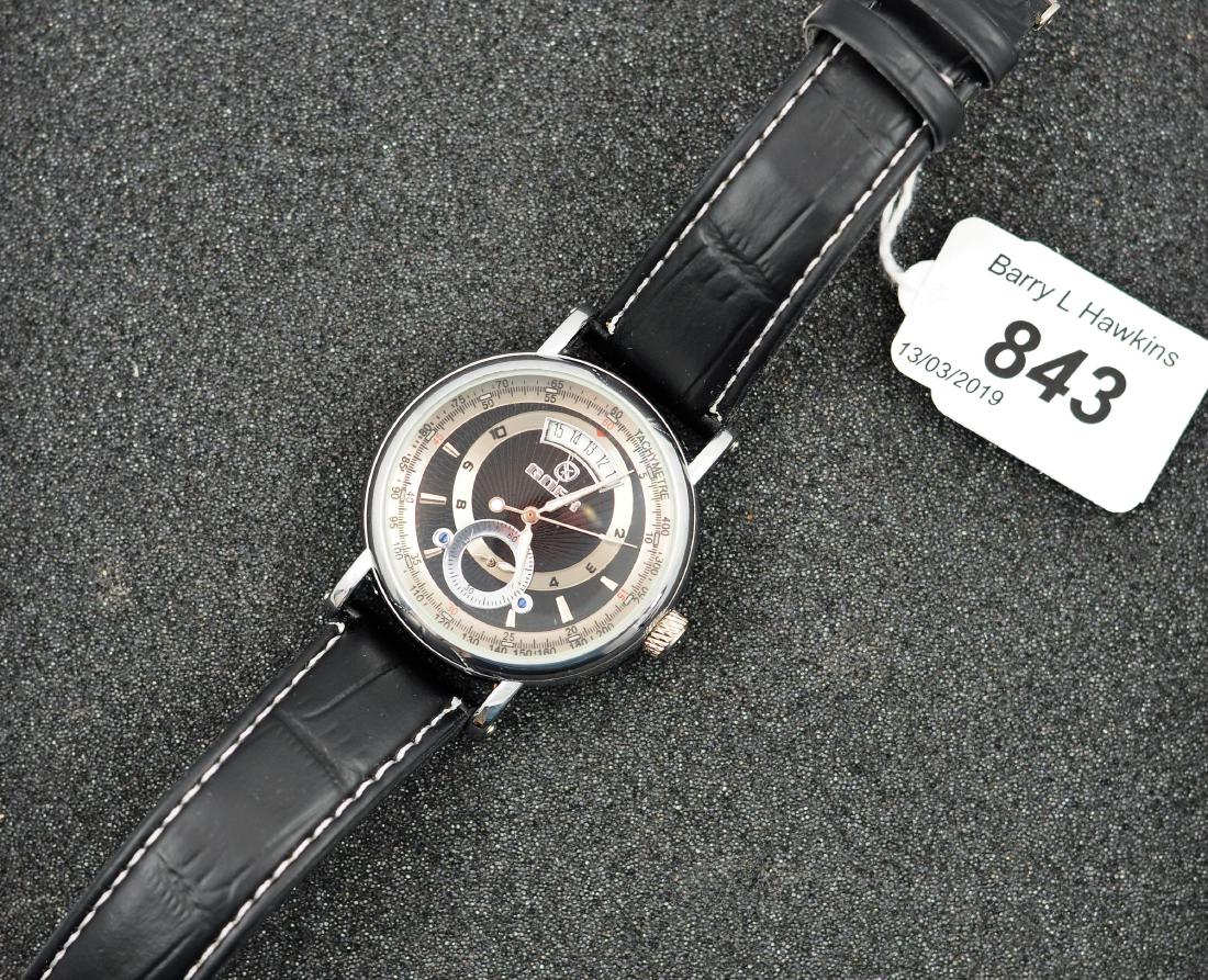 GOER - WRIST WATCH DUAL DIALS BLACK STRAP: GOER - WRIST WATCH DUAL DIALS BLACK STRAP