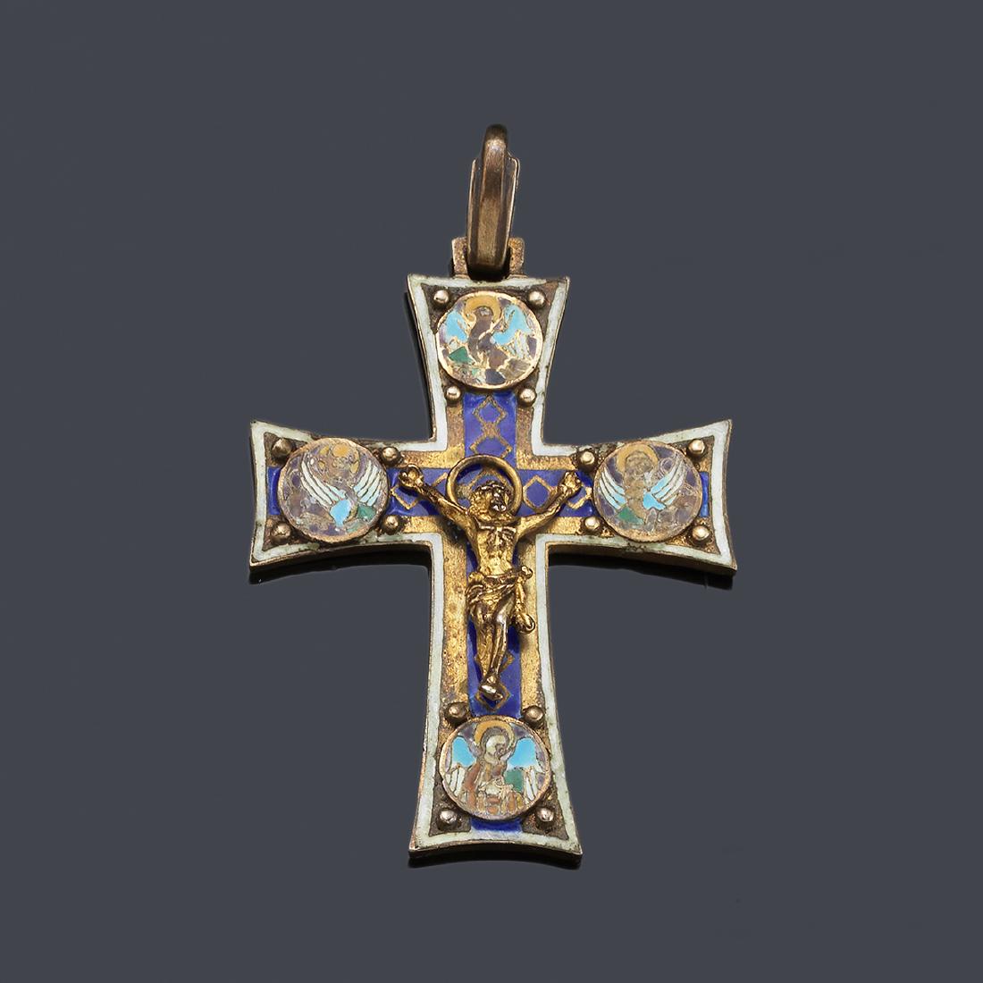 golden silver cross with religious motifs in (1 of 1)