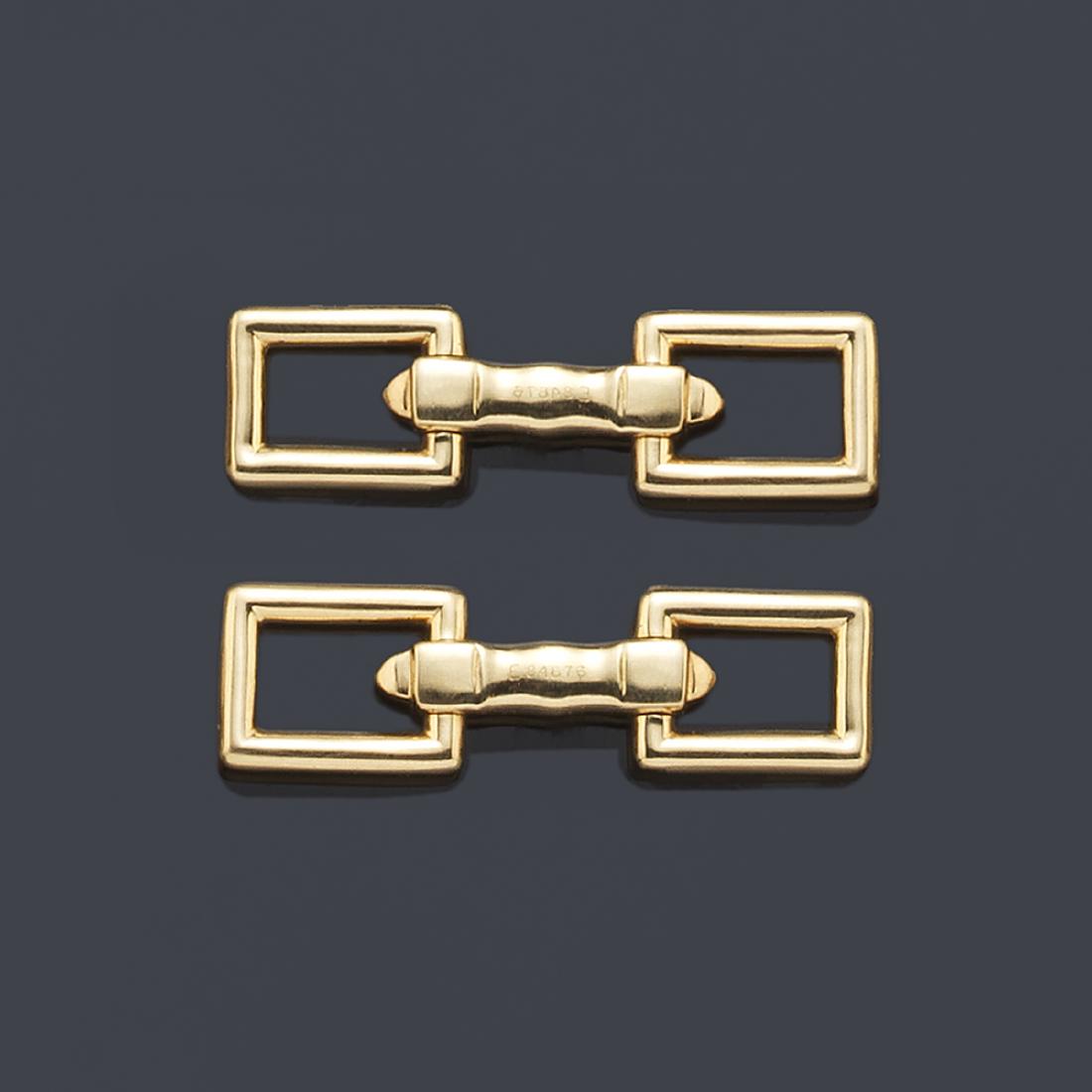 CARTIER - 18K yellow gold cufflinks shaped as a double (1 of 1)