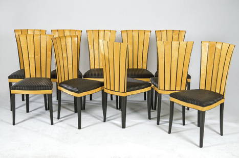 Set of ten chairs from Saarinen House, Finlandia: Set of ten chairs from Saarinen House, Finlandia Adelta, Eliel Saarinen, m. 1990 Made in maple wood. They have a sheet of the Adelta house with the number of each chair. Eliel Saarinen, a Finnish arch