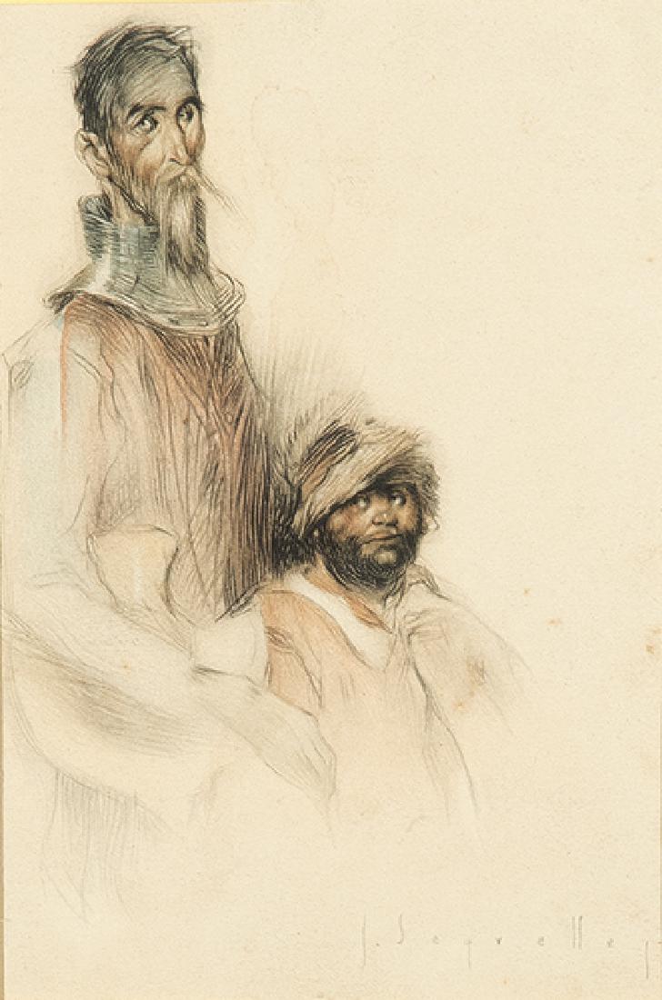 JOSÉ SEGRELLES - Quijote y Sancho: JOSÉ SEGRELLES Albaida, Valencia 1885-1969 Quijote y Sancho Watercolor and pencil on paper Signed Measurements 19 x 13 cm
