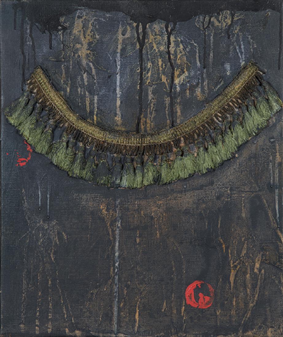 DANIEL ARGIMON - Untitle: DANIEL ARGIMON Barcelona 1929 Untitle. 1992 Oil and fabric collage on canvas Signed and dated in 1992 on the reverse Measurements 46 x 38 cm