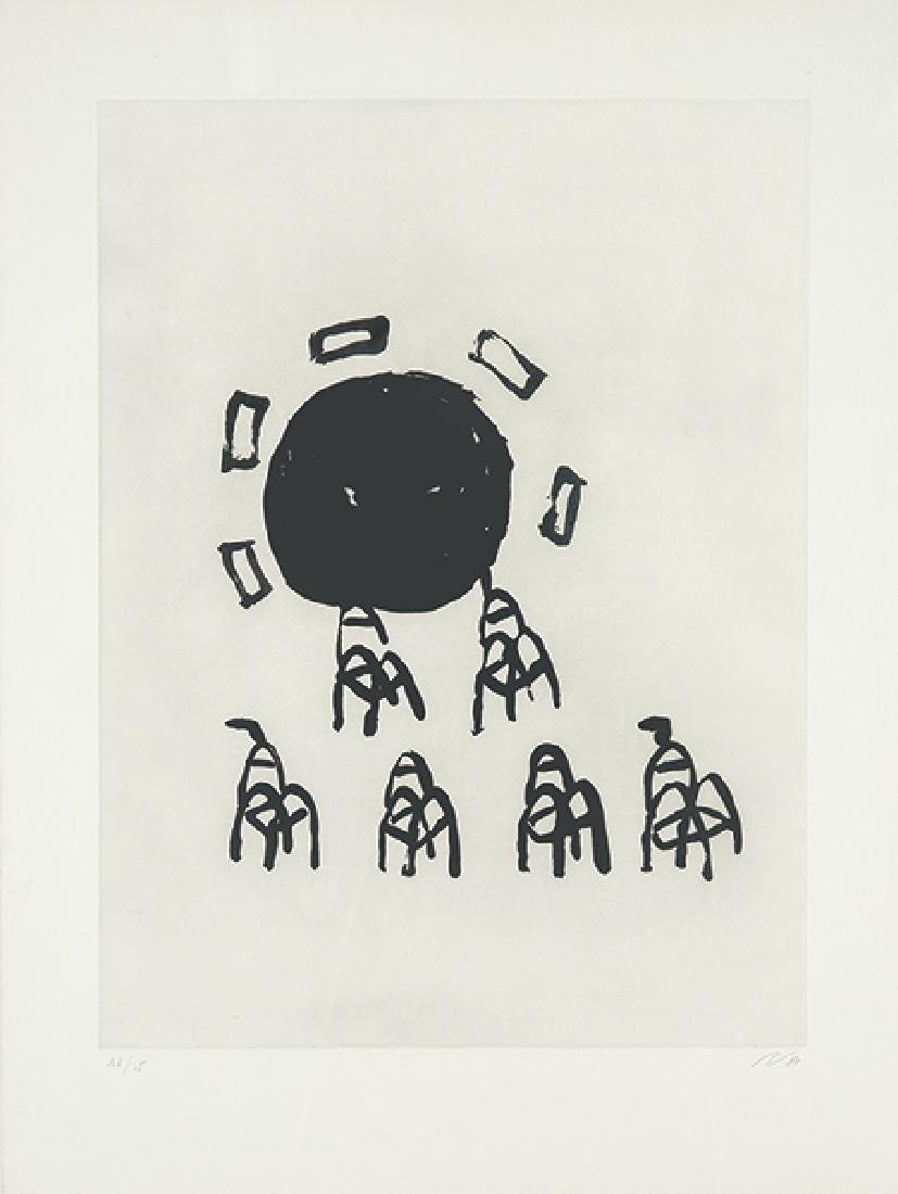 SUSANA SOLANO - Plaça del joc de la pilota IV: SUSANA SOLANO Barcelona 1946 Plaça del joc de la pilota IV. 1987 Aquatint on Arches paper Signed with pencil and dated in 1987 Numbered 11/75 Measurements 59.5 x 44.5 cm (print); 75.5 x 56.5 cm (pape