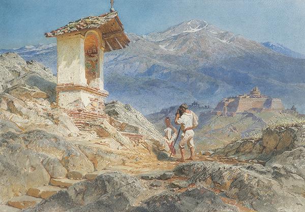 CARL HAAG - Ermita: CARL HAAG Erlangen, Germany 1820 - Oberwesel 1915 Ermita Watercolor on paper Signed Measurements 33.5 x 49 cm