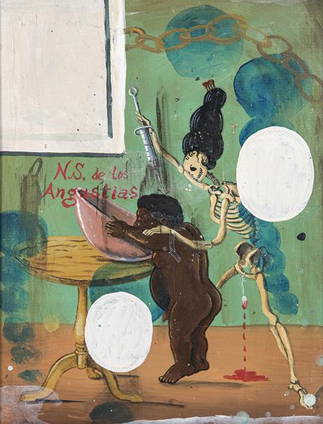 MANUEL OCAMPO - Nuestra Señora de Las Angustias: MANUEL OCAMPO The Philippines 1945 Nuestra Señora de Las Angustias. 1995 Oil painting on canvas attached to a foam board Measurements 40 x 30 cm