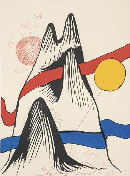 ALEXANDER CALDER - Sandy: ALEXANDER CALDER Philadelphia 1898-New York 1976 Sandy Red Pencil on Lithograph paper Signed, dedicated and titled Measurements 75 x 55 cm