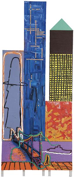 PELAYO ORTEGA - Sky line: PELAYO ORTEGA Mieres, Asturias 1956 Sky line. 2005 Oil painting on aluminium Signed, titled and dated in 2005 on the reverse Measurements 305 x 125 cm It originates from (tag on the reverse) -Marlboro