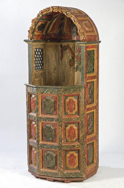 Spanish confessional in carved and polychrome wood, (1 of 1)