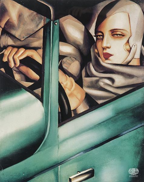 LEMPICKA TAMARA - Self portrait in Green Bugatti: LEMPICKA TAMARA Poland 1898-Mexico 1980 Self portrait in Green Bugatti . (1929) 1991 Offset on paper with stamp of the Estate Tamara de Lempicka Signed on label by Ms. Marisa de Lempicka, on back Edit