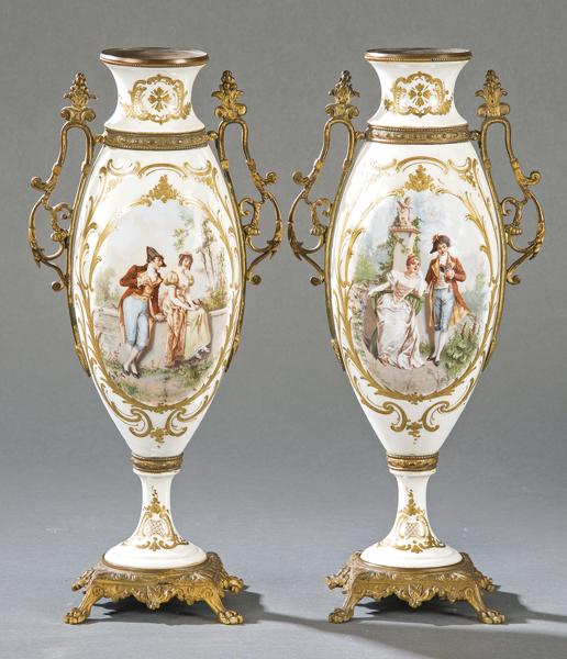 Pair of Sèvres porcelain vases and gilded bronze (1 of 1)