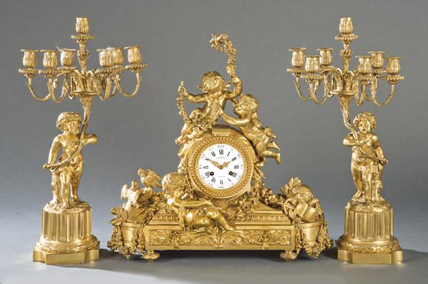 Napoleon III chimney clock, Louis XVI style in gilded (1 of 1)