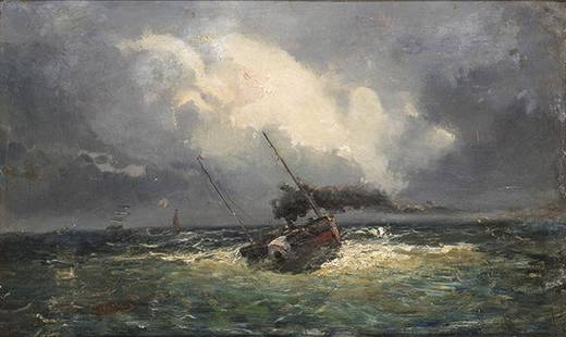 ALFRED GODCHAUX - Shipwreck: ALFRED GODCHAUX France 1835 - 1895 Shipwreck Oil on canvas Signed Size 33 x 55 cm