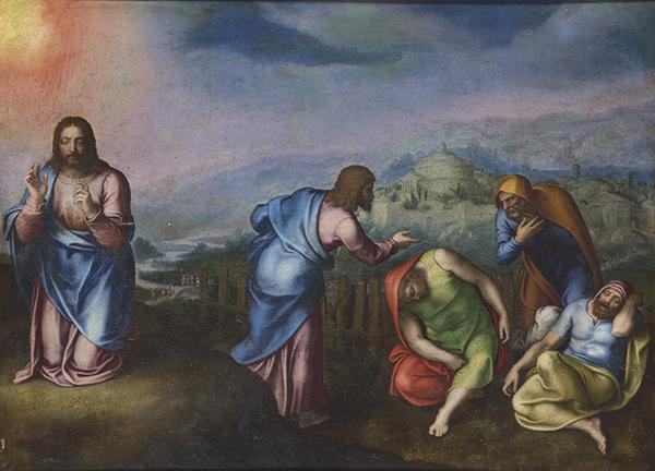 MARCELLO VENUSTI - The prayer in the garden: MARCELLO VENUSTI Mazzo di Valtellina c. 1515 - Rome 1579 The prayer in the garden Oil on panel Size: 54.5 x 75 cm