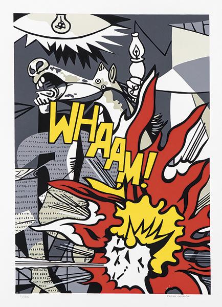 EQUIPO CRONICA - Guernica: EQUIPO CRONICA Rafael Solbes and Manolo Valdés, 1964-1981 Guernica 1971-72 Screen printing on coated cardboard Signed in pencil Numbered 79/100 Size: 75 x 55 cm Published Juana Mordó Gallery, Madrid